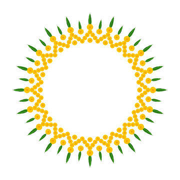 Yellow Marigold floral mandala border for dussehra, diwali, indian holidays and wedding border background