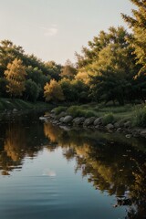 reflection of trees in water