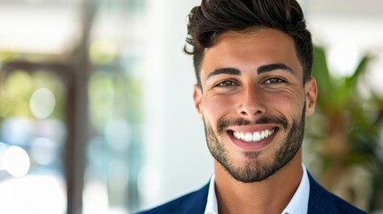 Fototapeta premium Smiling man in business attire looking at camera.