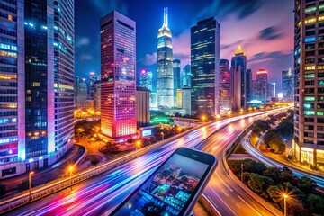 Vibrant Neonlit Cityscape Night With