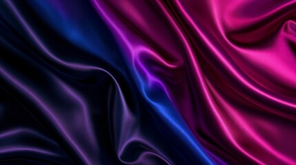 Obraz premium Close-up of flowing purple and blue silk fabric with soft, elegant draping.