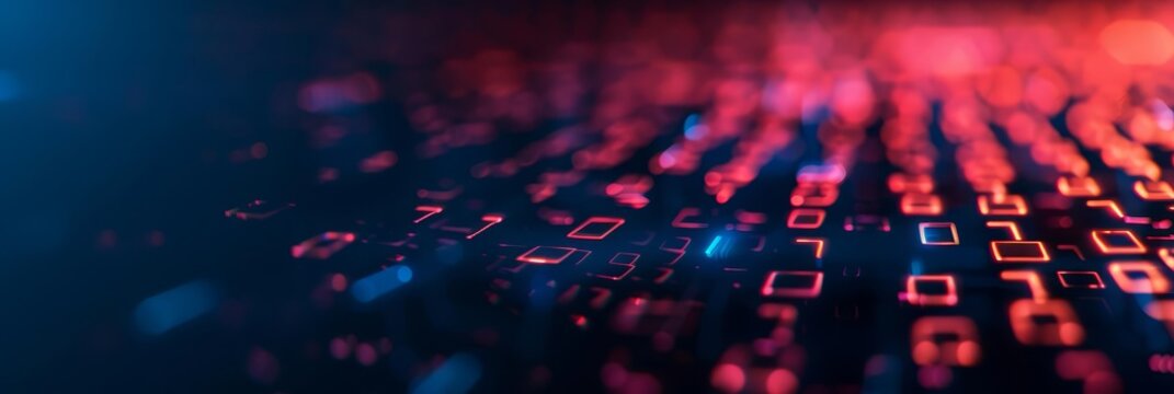 Abstract blurred image of red and blue light shining on a dark surface.
