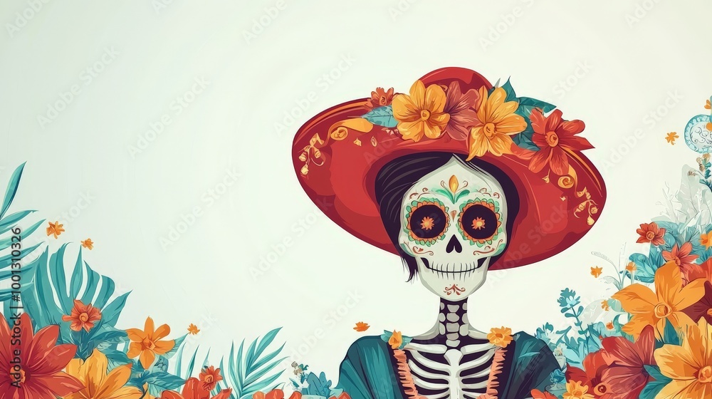 Wall mural day of the dead - dia de muertos wallpaper illustration