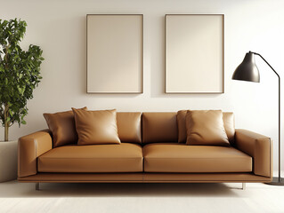 Clean living room and decoration. generative AI