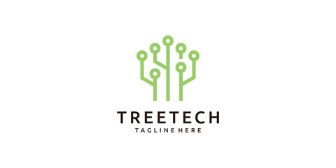 logo design tree tech, circuit, molecule, software, logo design, symbol, icon, vector, idea, creative.