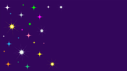 An illustration of a purple cosmic background with multicolored stars.