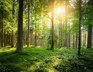 여름의 숲,푸른 나무