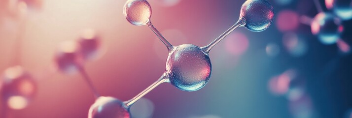 Abstract representation of molecular structures with vibrant colors illustrating chemistry concepts and scientific exploration. Generative AI