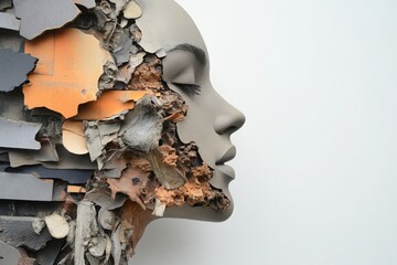 Artistic sculpture representing the fusion of man and nature.