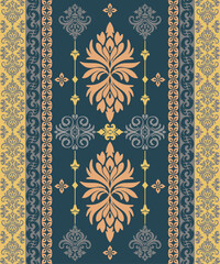 Vector damask seamless pattern background. Classical luxury old fashioned damask ornament, royal victorian seamless texture for textile, wrapping, rug. Exquisite floral baroque template.