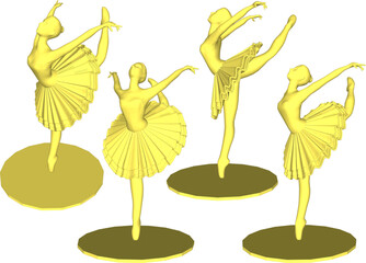 Vector sketch illustration silhouette design statue of ballerina playing ballet classic vintage ethnic abstract modern contemporary art