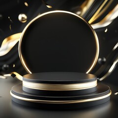 Elegant Black Friday podium: A blank canvas for showcasing exclusive deals and must-have products