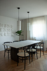 modern luxury dining room interior, 3d render