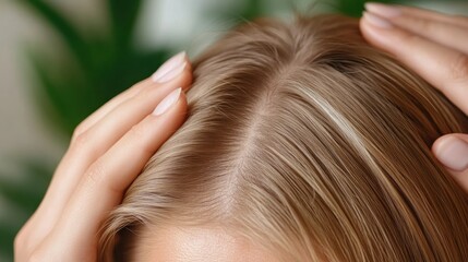 Obraz premium Regain Your Confidence with Hair Loss Treatment A Woman Receives Therapy for Bald Spots, Promoting Hair Health and Scalp Care Discover Effective Solutions for Hair Thinning and Hair Growth