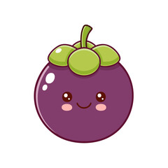 Obraz premium Mangosteen Fruit Cute Cartoon Fresh Animation Kawaii Healthy Character 