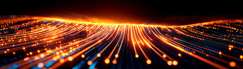 Abstract light waves in motion, showcasing vibrant colors and dynamic patterns. Ideal for backgrounds or tech-related themes.