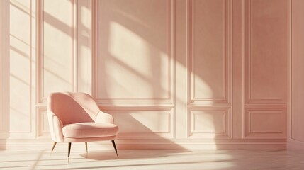 Elegant chair in soft pastel room