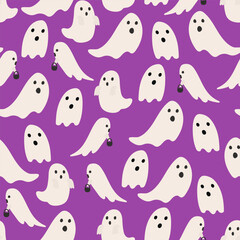Ghost halloween seamless pattern illustration