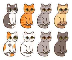 Cute cartoon cats different colors set © sudowoodo