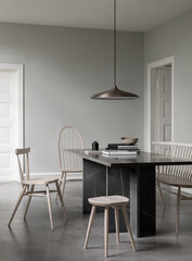 modern luxury dining room interior, 3d render