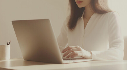 Naklejka premium a businesswoman working with laptop