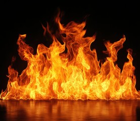 Fototapeta premium Flames burning on a black background