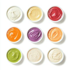 Dips on solid white background, single object
