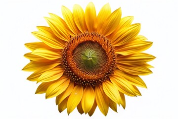 Fototapeta premium Vibrant yellow sunflower with delicate petals and prominent brown center, isolated on a transparent background, perfect