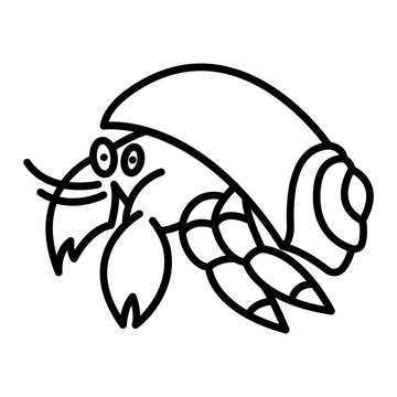 black line art cartoon hermit crab clip art preview