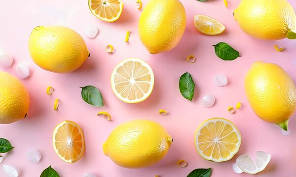 Bright 3D lemons with vibrant tones