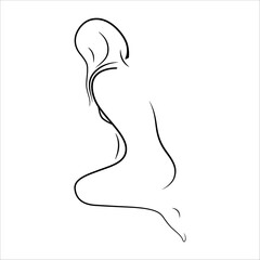 Woman Body. Naked Body Art. Trendy Art Line. Modern Design. Minimalistic Black Lines Drawing. Female Figure Continuous Line Abstract Drawing. Vector Illustration