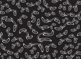 Obraz premium Vector seamless pattern with deformed and misshapen mountain bikes