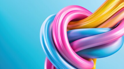 Colorful Twisting Ribbons on a Blue Background