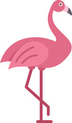 Simple vector illustration of a pink flamingo standing on one leg, isolated on a white background