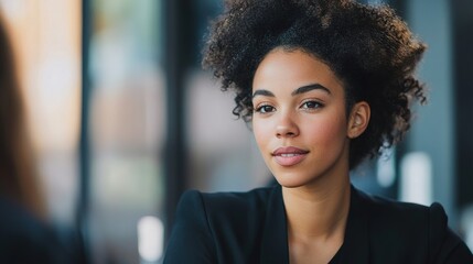 Fototapeta premium Confident Young Businesswoman Engaging in Discussion