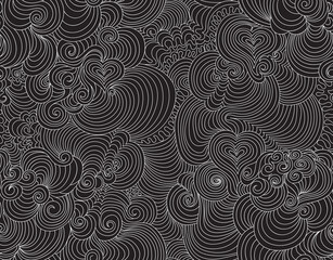 Decorative abstract vector seamless pattern with figured ornamental lines and doodles