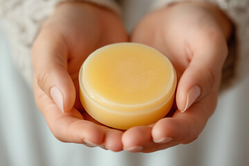Hands Holding Natural Balm in Small Jar