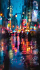 Obraz premium Captivating blurred lights of new york city at night, showcasing the vibrant urban energy