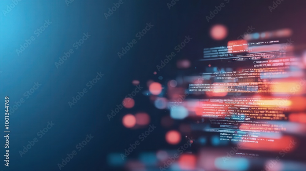 Wall mural abstract digital code flow with colorful lights