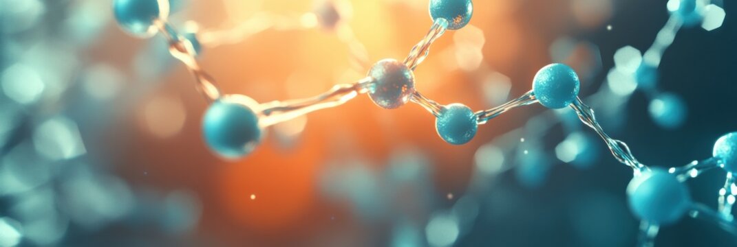 Abstract visualization of molecules and chemical structures in a colorful background representing scientific concepts and discoveries. Generative AI - Powered by Adobe