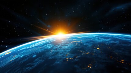 Fototapeta premium Stunning Satellite View of Earth at Sunrise