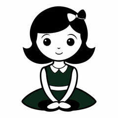 Stylized Girl Meditating of Life with Heart and Falling Leaves