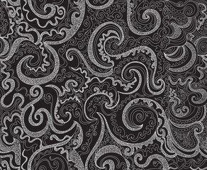 Abstract decorative vector seamless wallpaper with figured lines and elements