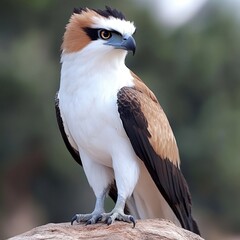 Fototapeta premium Majestic bird of prey perched elegantly on a rock during a serene afternoon