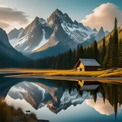 lake in the mountains, beautiful view of nature,