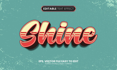 Shine retro editable text effect, script style