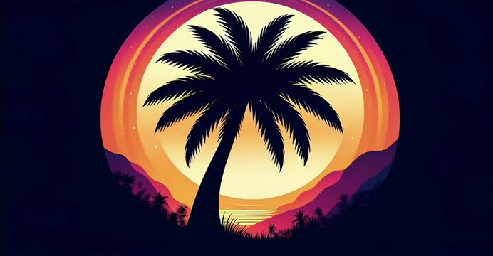 silhouette of a palm moving animation