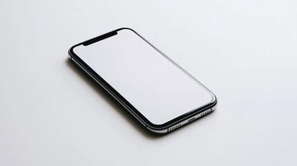 Minimalistic Modern Smartphone with Blank Screen, Sleek Design, Isolated on White Background, High-Resolution Close-Up.