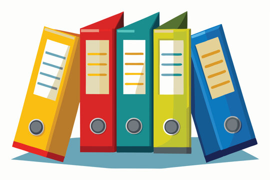 colorful binders leaning, office supplies clip art preview
