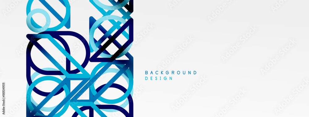 Poster abstract background - colorful circle lines technology or business digital template